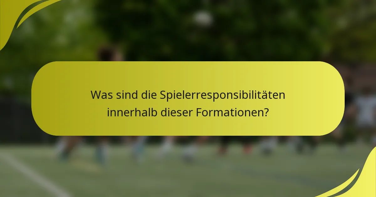 Was sind die Spielerresponsibilitäten innerhalb dieser Formationen?
