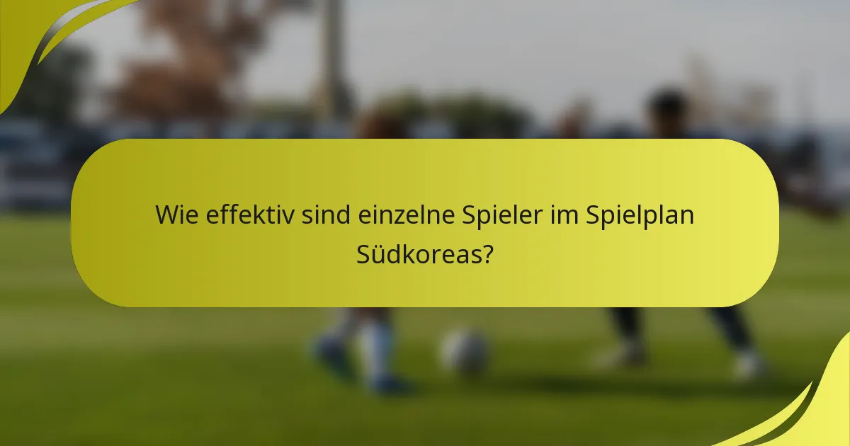 Wie effektiv sind einzelne Spieler im Spielplan Südkoreas?